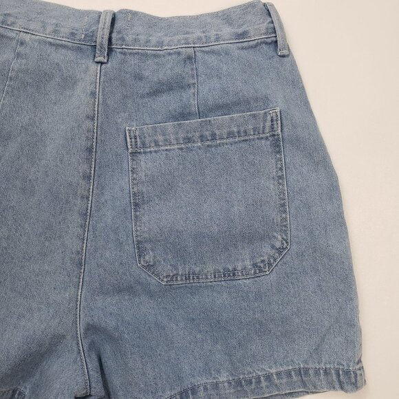Etica Max Pleated High-Waist Denim Shorts Womens Sz 29 Ethereal Blue 100% Cotton - Picture 14 of 16